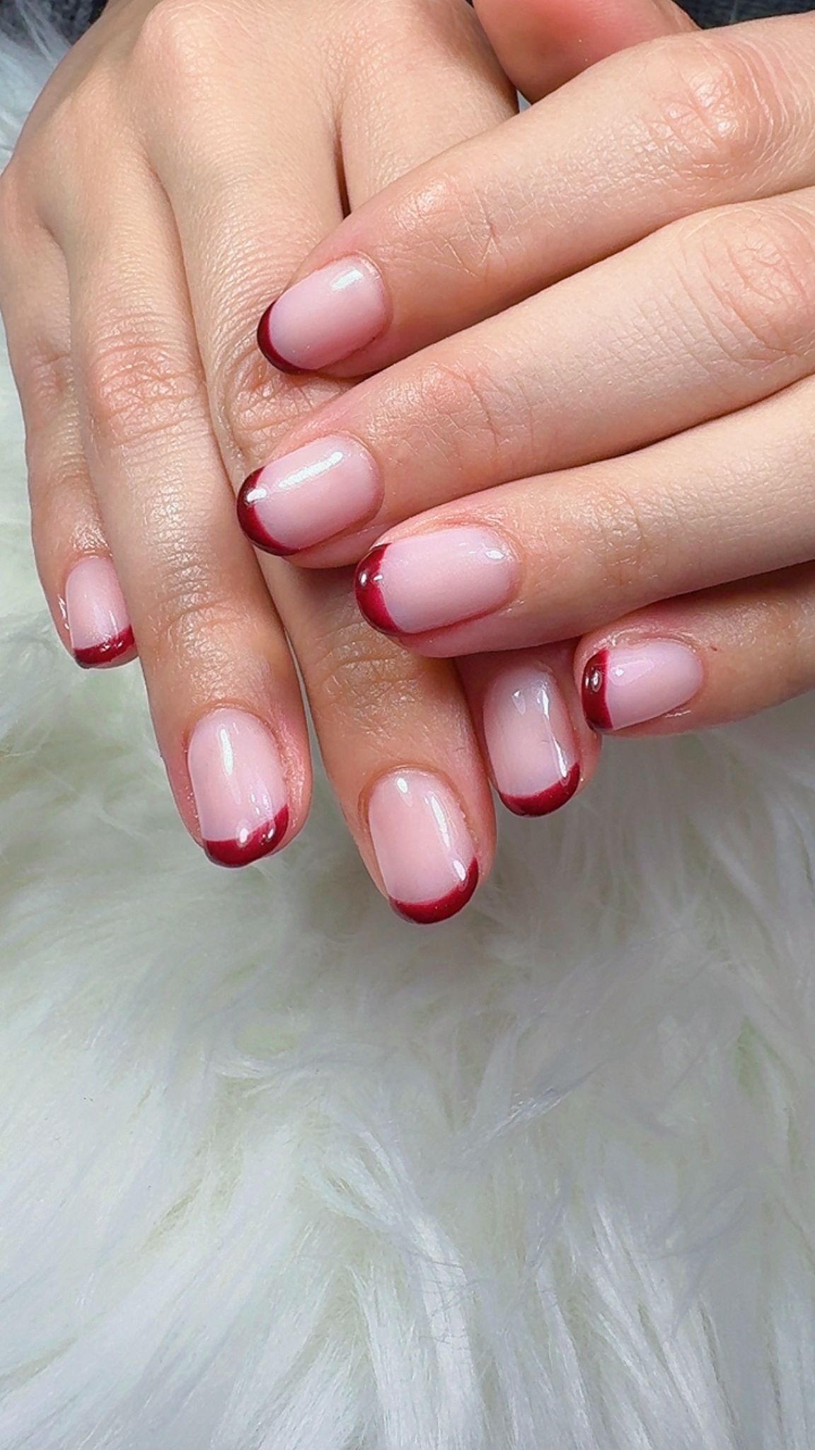 French tips rojo granate uñas cortas Nailsnhoa Beauty