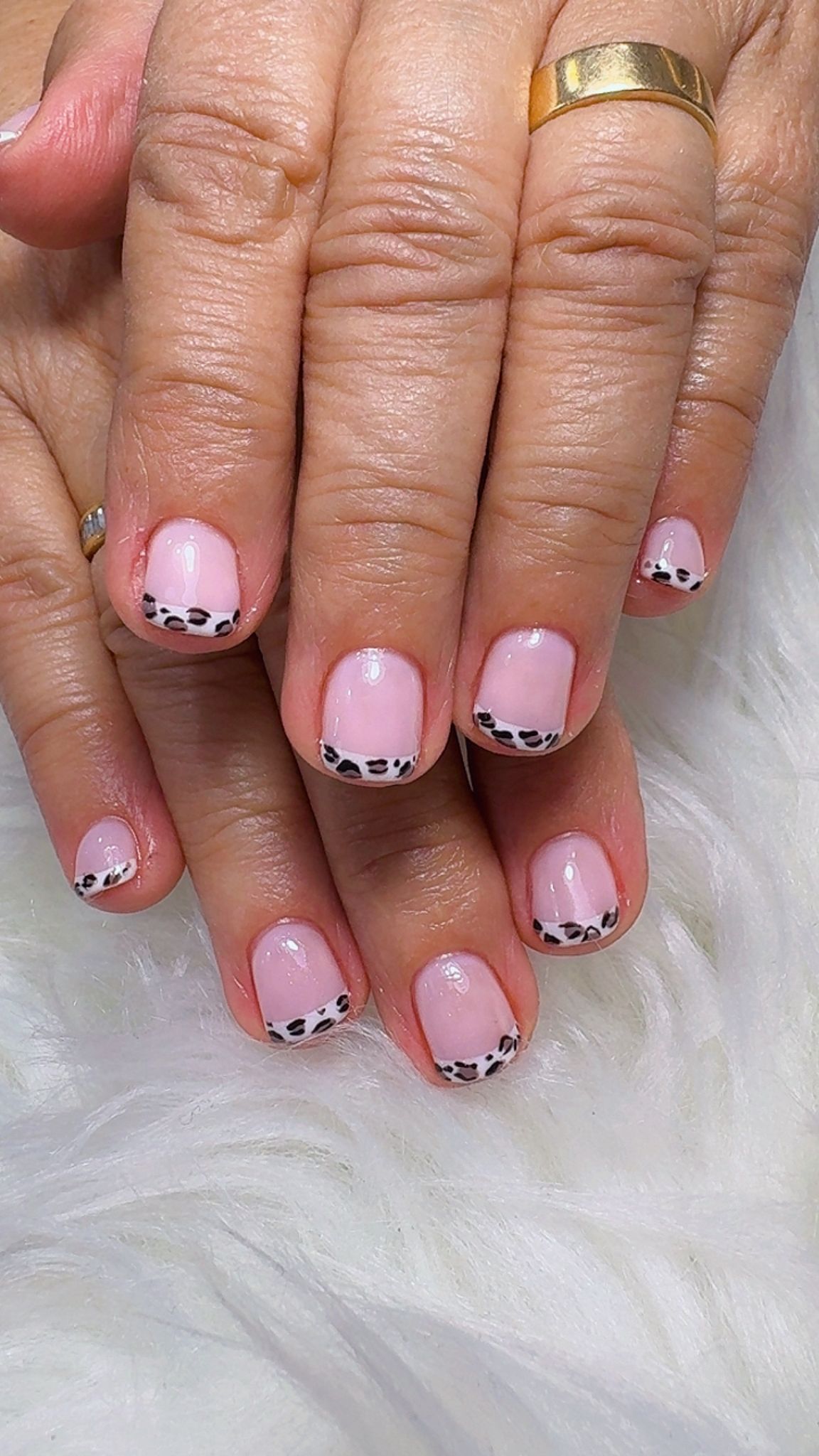 French tips nude leopard print Nailsnhoa Beauty Barcelona